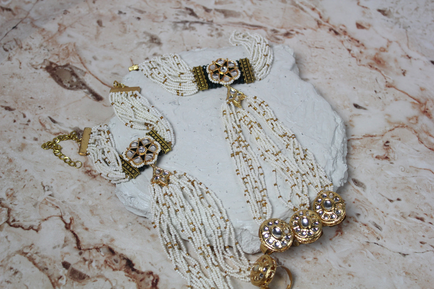 Nicola Kundan Hath Panja (Hand Chains) in Gold