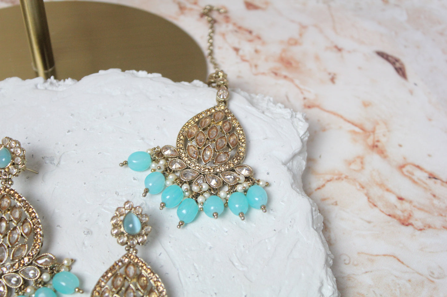 Tara Bridal Set in Peach and Blue