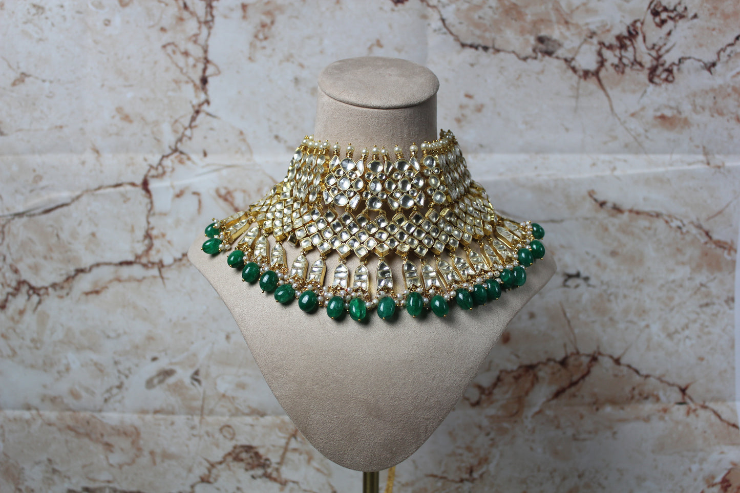 Vamika Pachi Kundan Bridal Set in Green