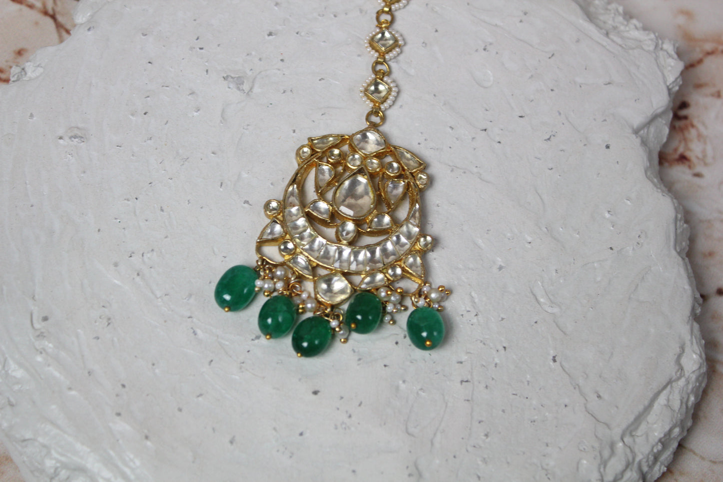 Vamika Pachi Kundan Bridal Set in Green