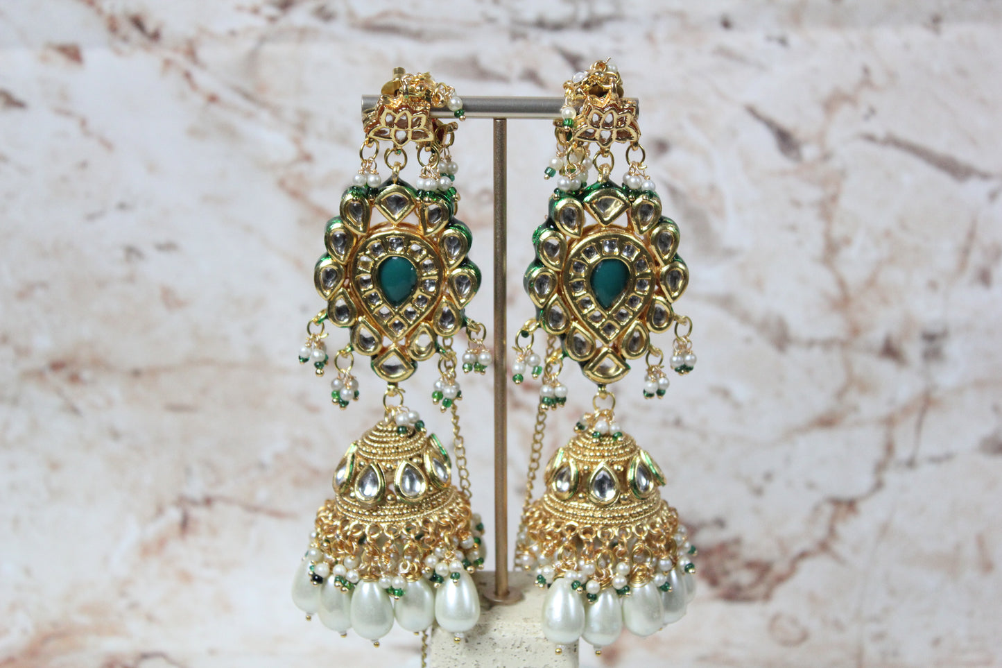 Tanvi Earrings in Gold and Green