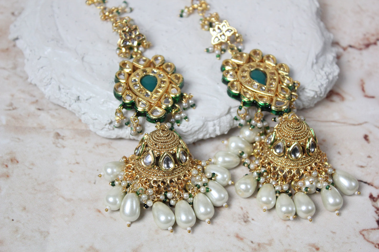 Tanvi Earrings in Gold and Green