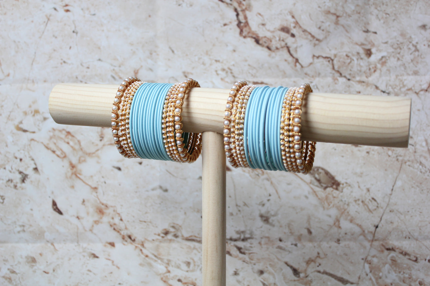 Coloured Bangle Set in Light Blue