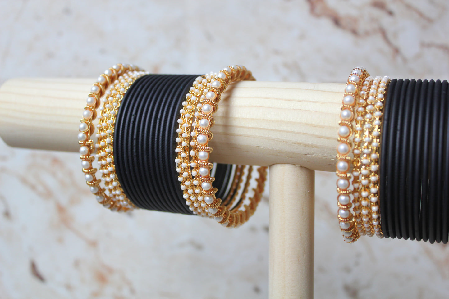 Coloured Bangle Set in Black