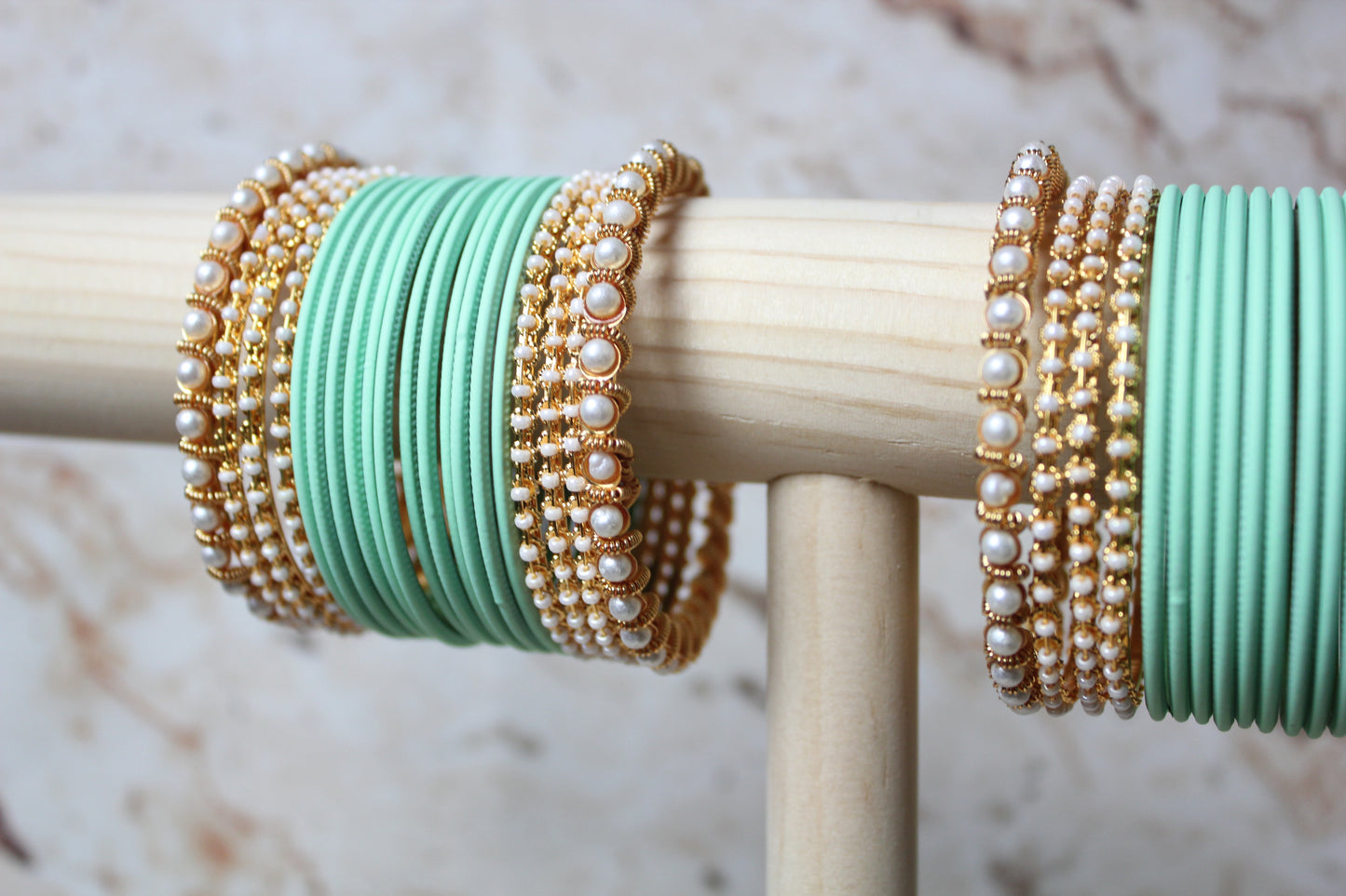 Coloured Bangle Set in Mint