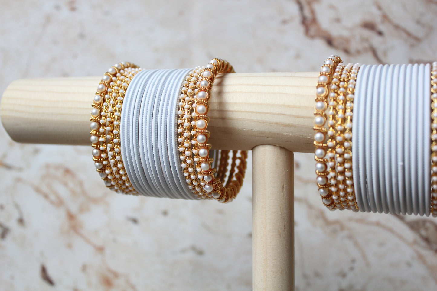 Coloured Bangle Set in White