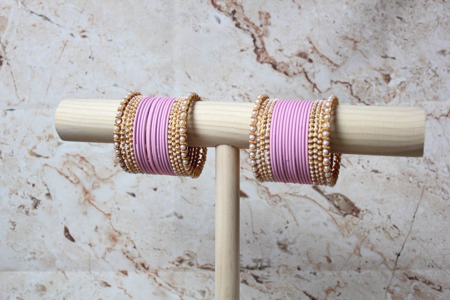 Coloured Bangle Set in Light Pink