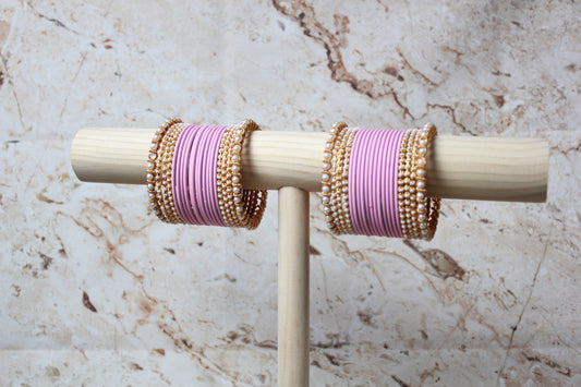 Coloured Bangle Set in Light Pink