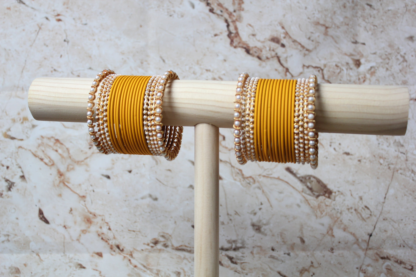 Coloured Bangle Set in Yellow
