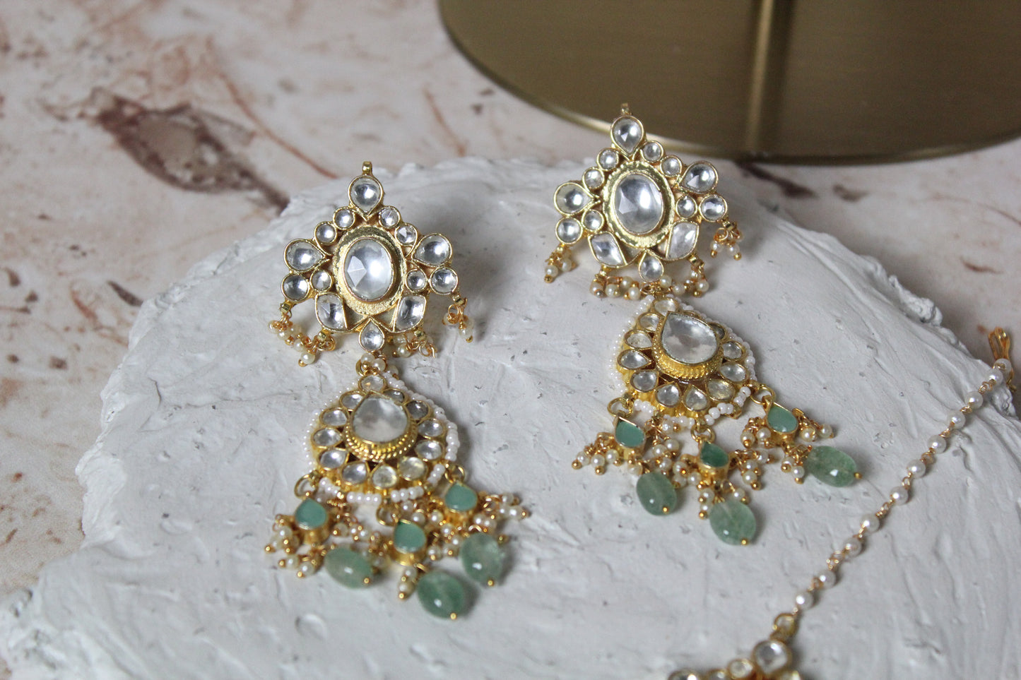 Alanna Pachi Kundan Bridal Set in Mint
