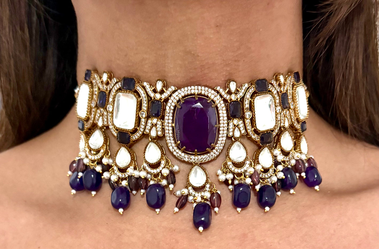 Reeva Necklace Set in Purple