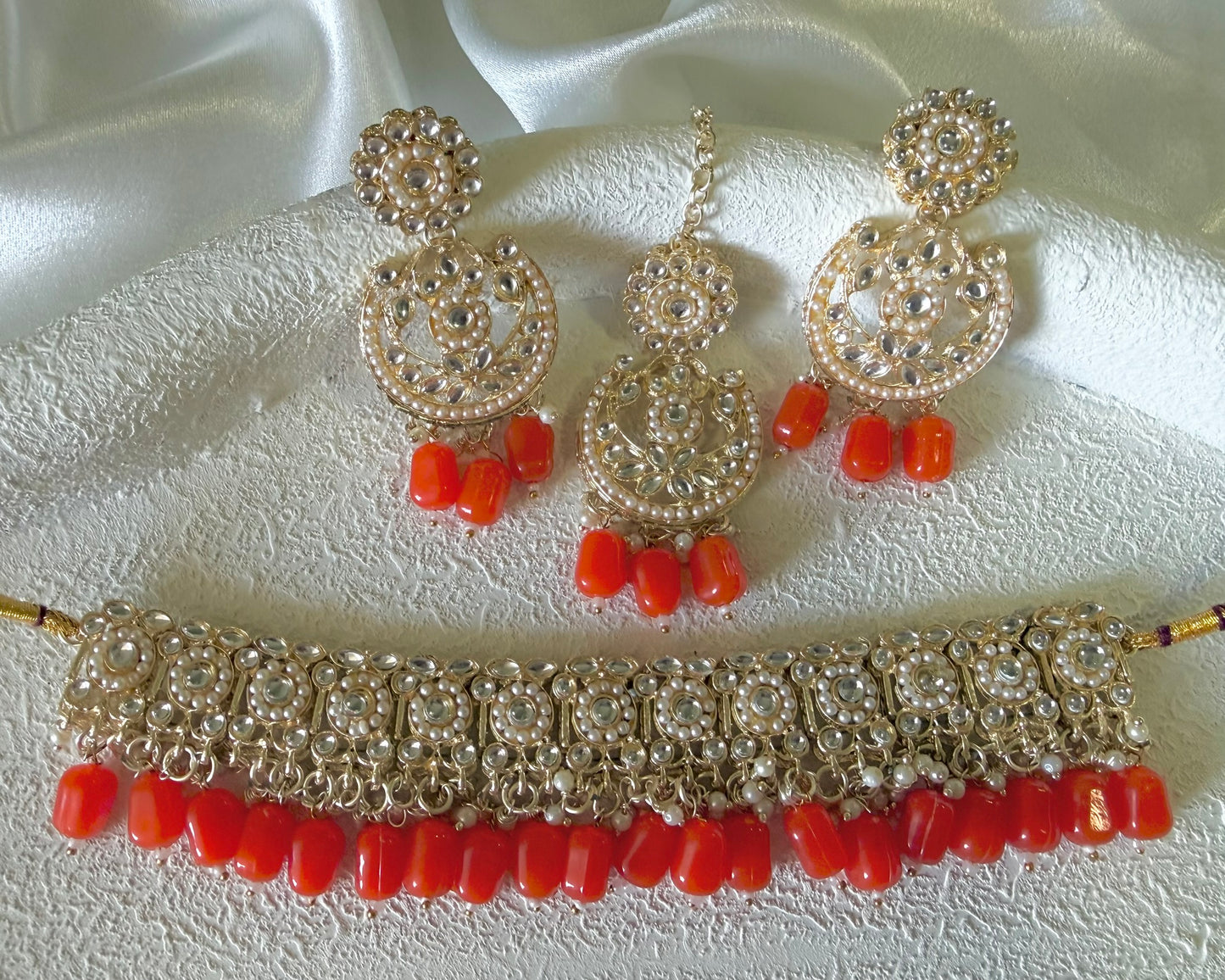 Mina Necklace Set in Orange