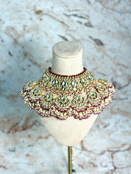 Ishika Pachi Kundan Bridal Necklace Set