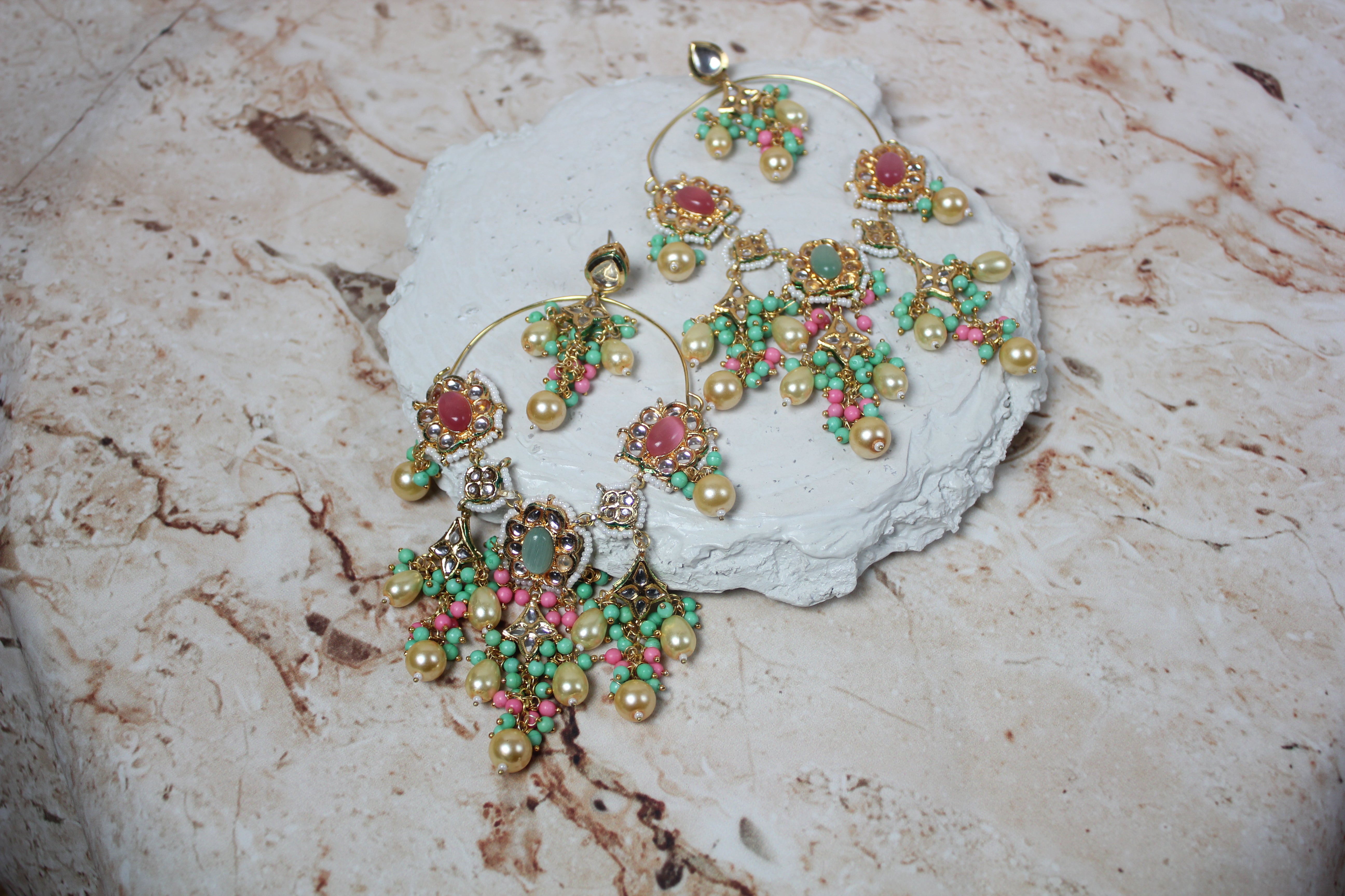 Katrina Earrings in Pink and Mint