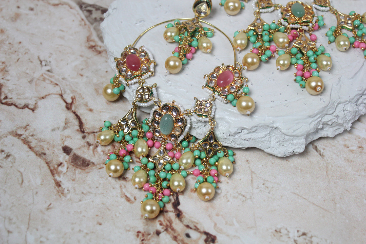 Katrina Earrings in Pink and Mint