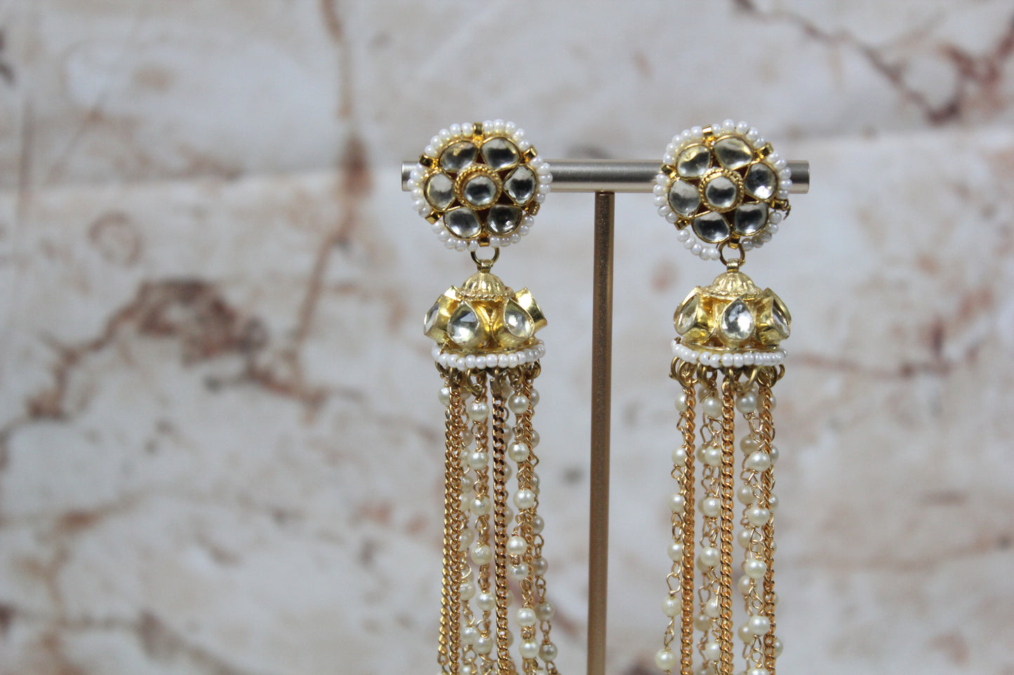 Karishma Pachi Kundan Earrings in Gold