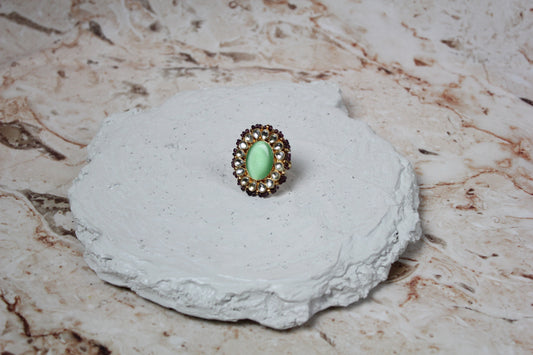 Diya Pachi Kundan Ring in Light Green