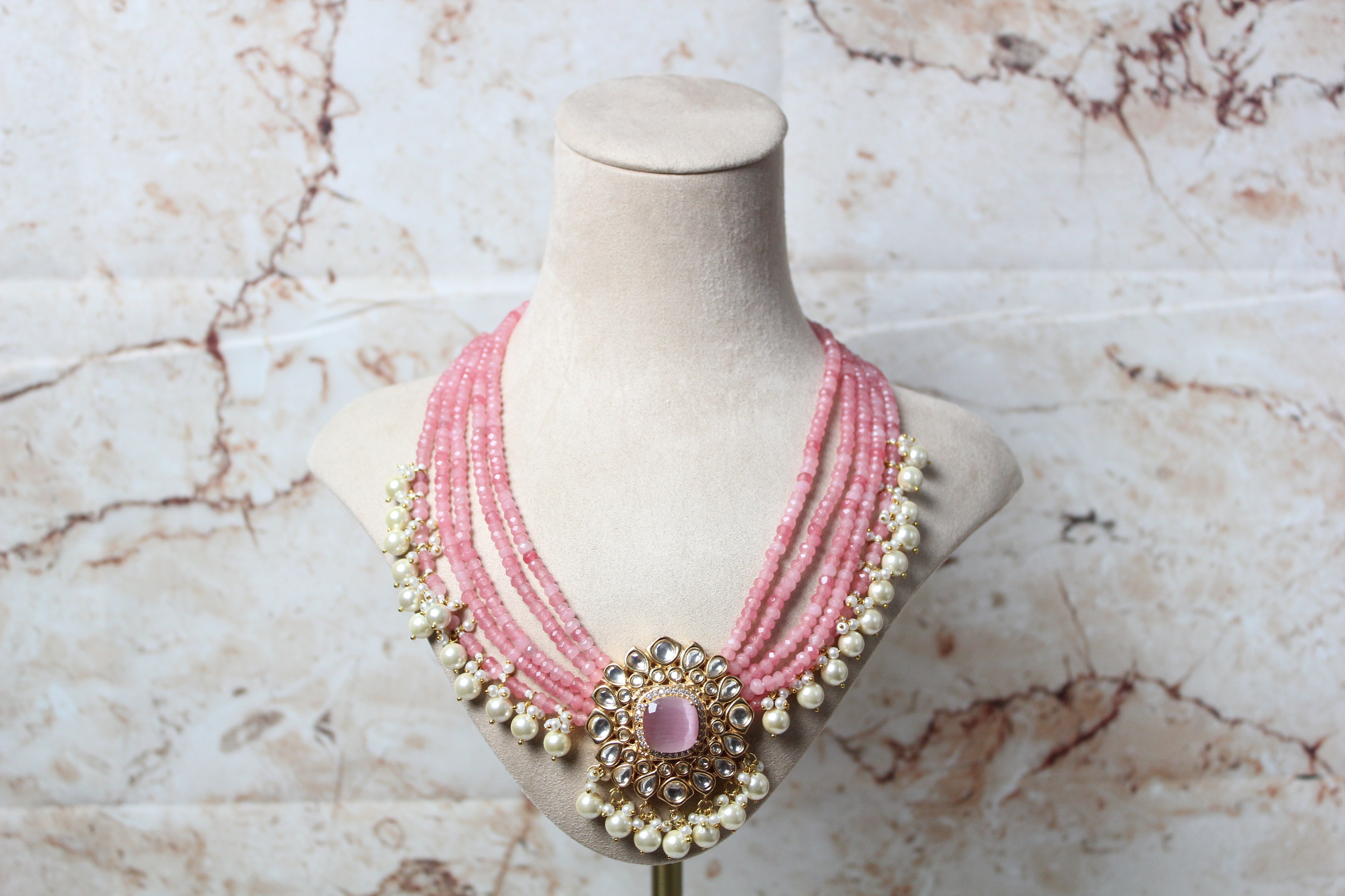 Khushi Necklace Set in Pink