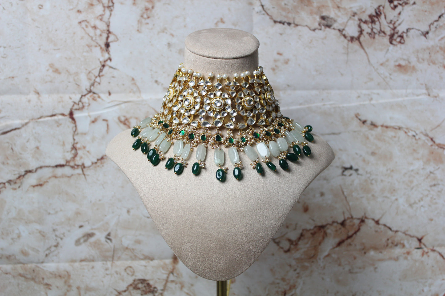 Mia Pachi Kundan Necklace Set in Mint