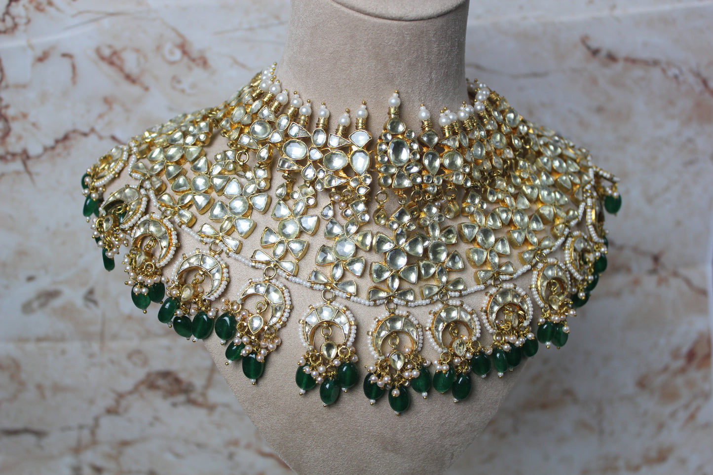 Ella Pachi Kundan Bridal Set in Green