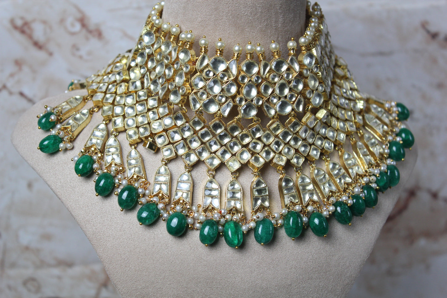 Vamika Pachi Kundan Bridal Set in Green