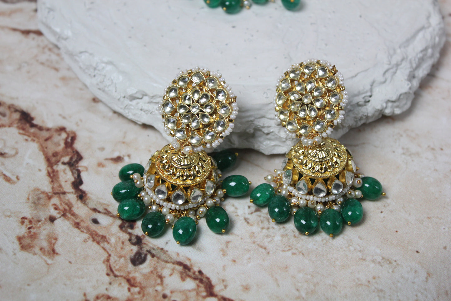 Vamika Pachi Kundan Bridal Set in Green