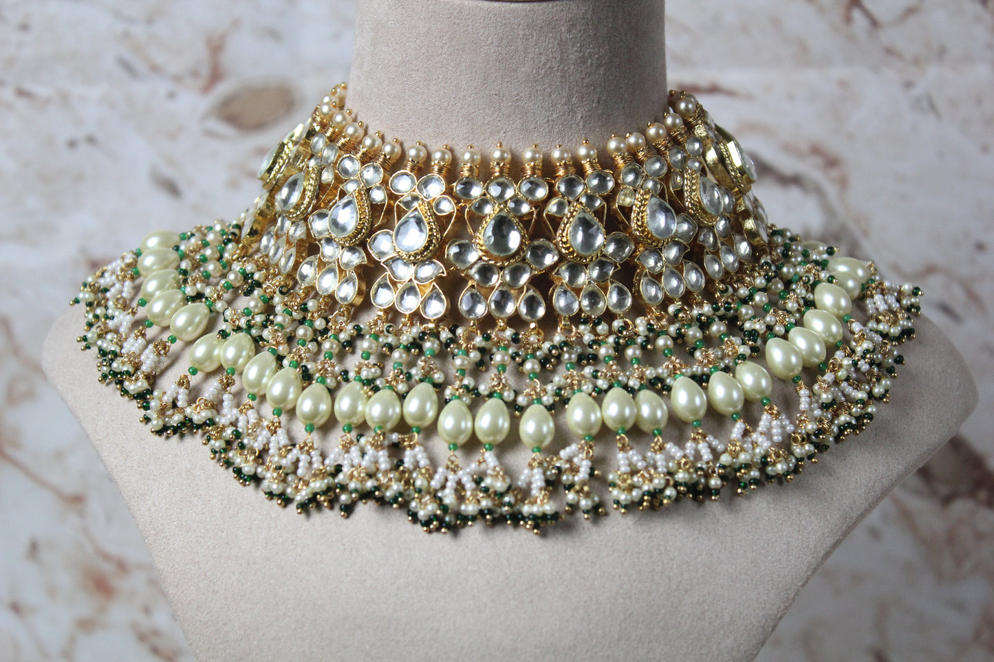 Neha Pachi Kundan Bridal Set in Green