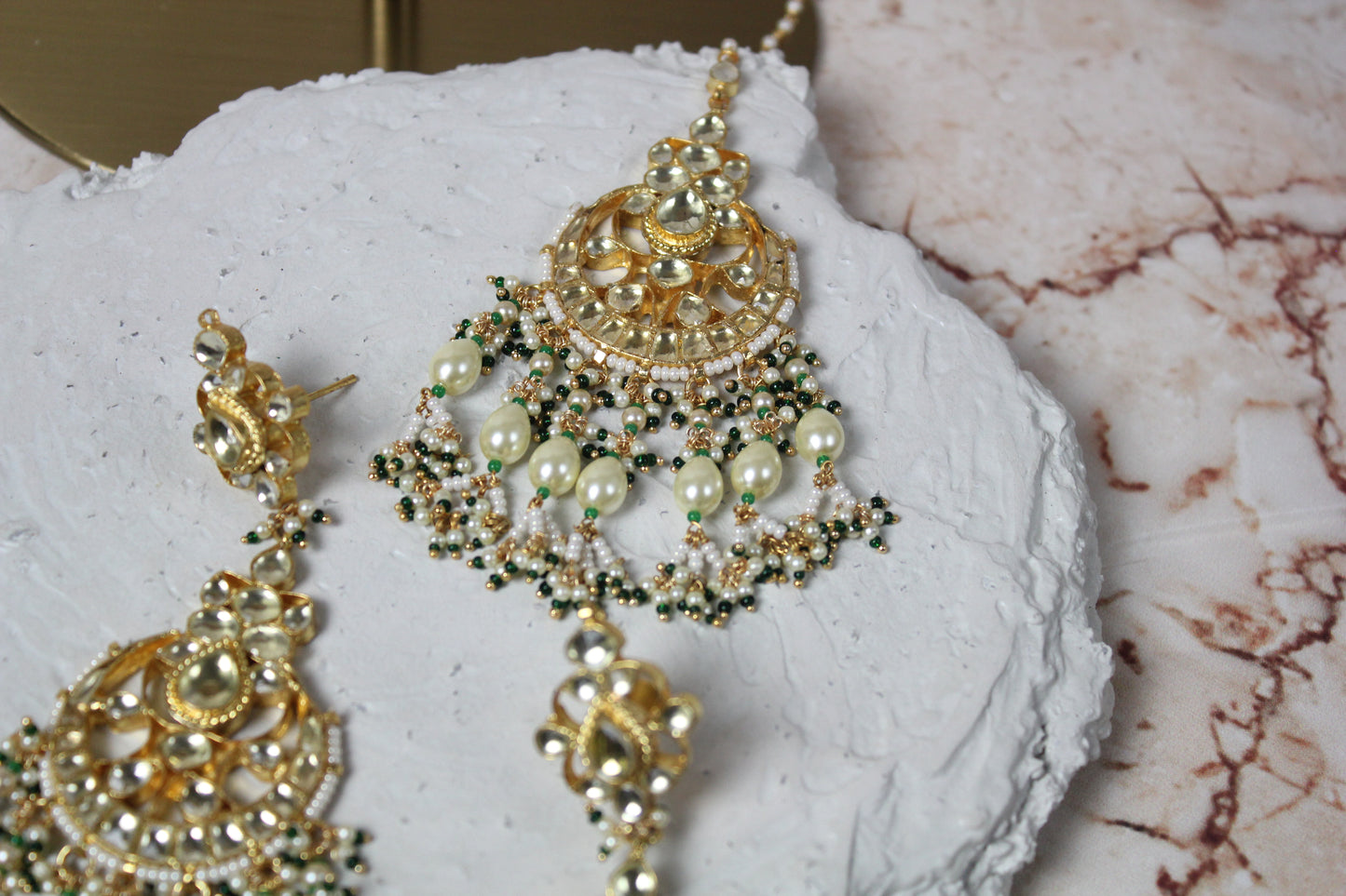 Neha Pachi Kundan Bridal Set in Green