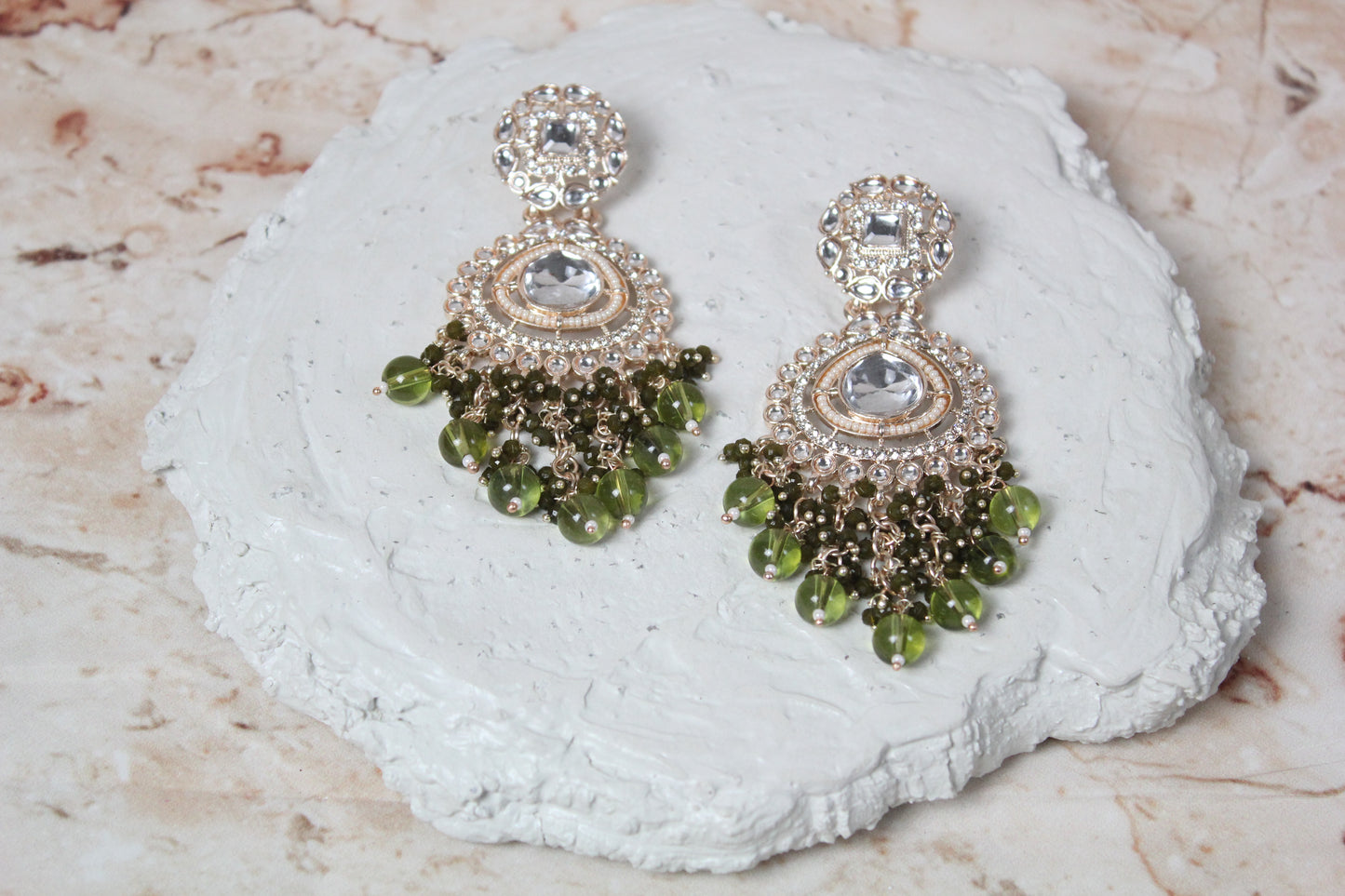 Olivia Earrings in Olive Green