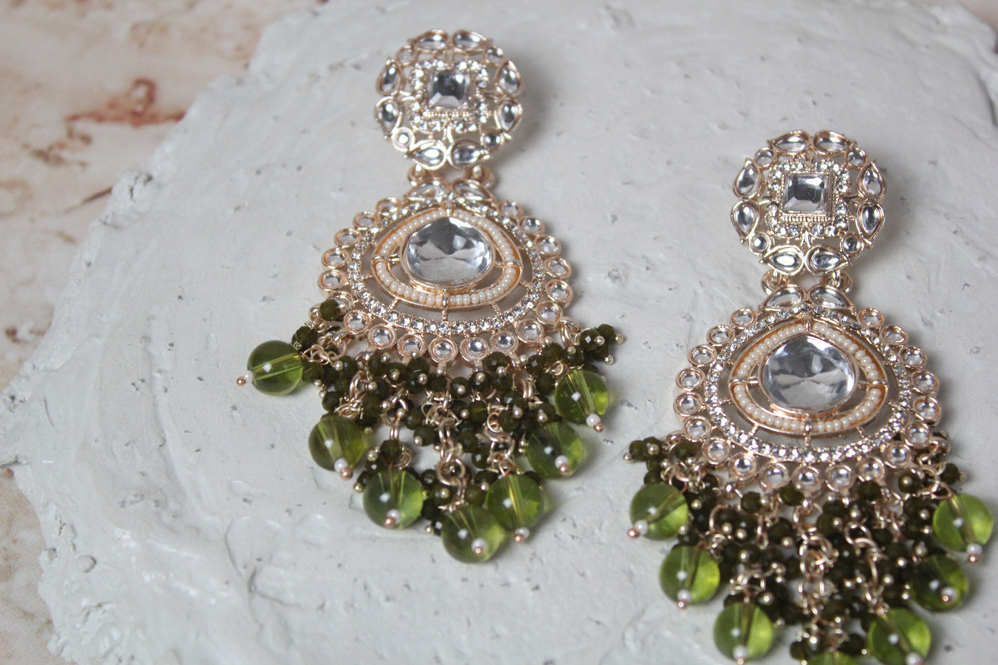 Olivia Earrings in Olive Green