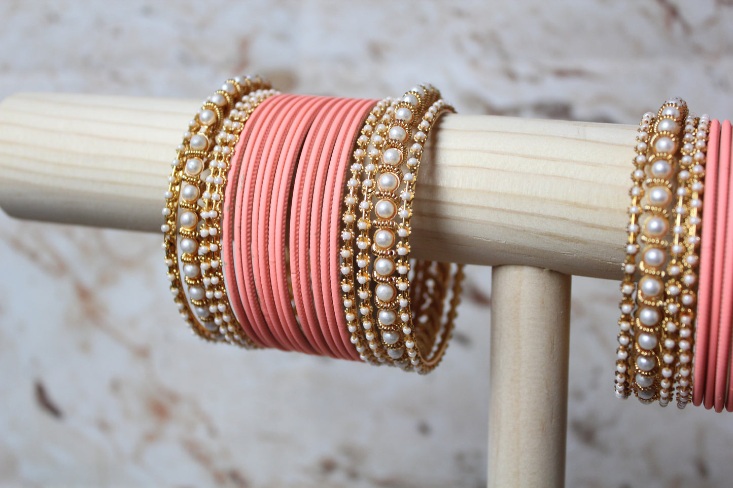 Coloured Bangle Set in Peach