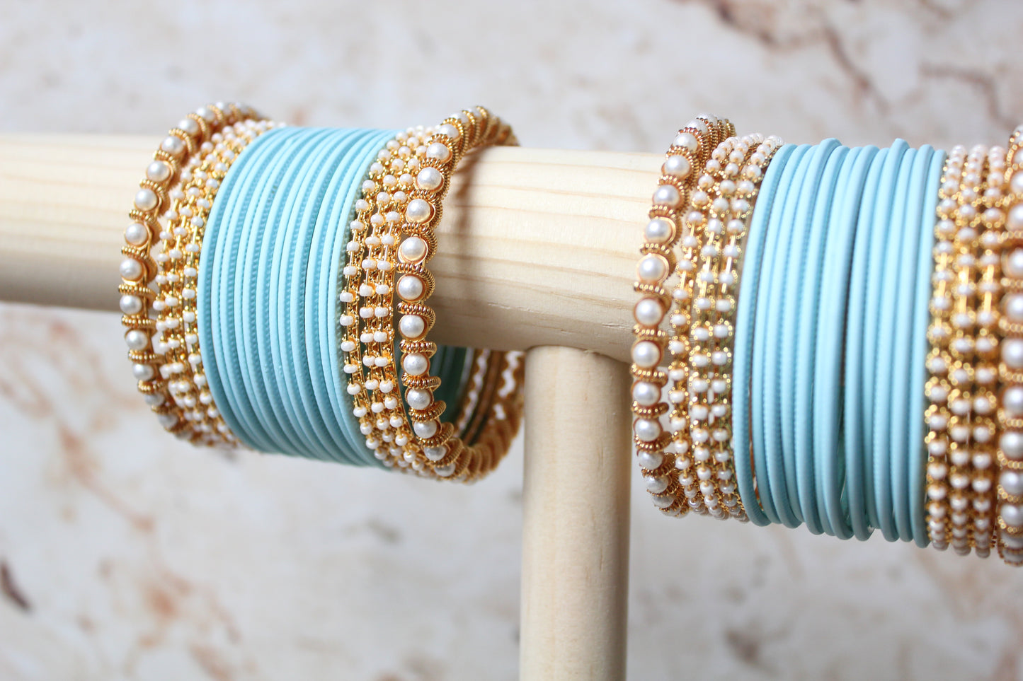 Coloured Bangle Set in Light Blue