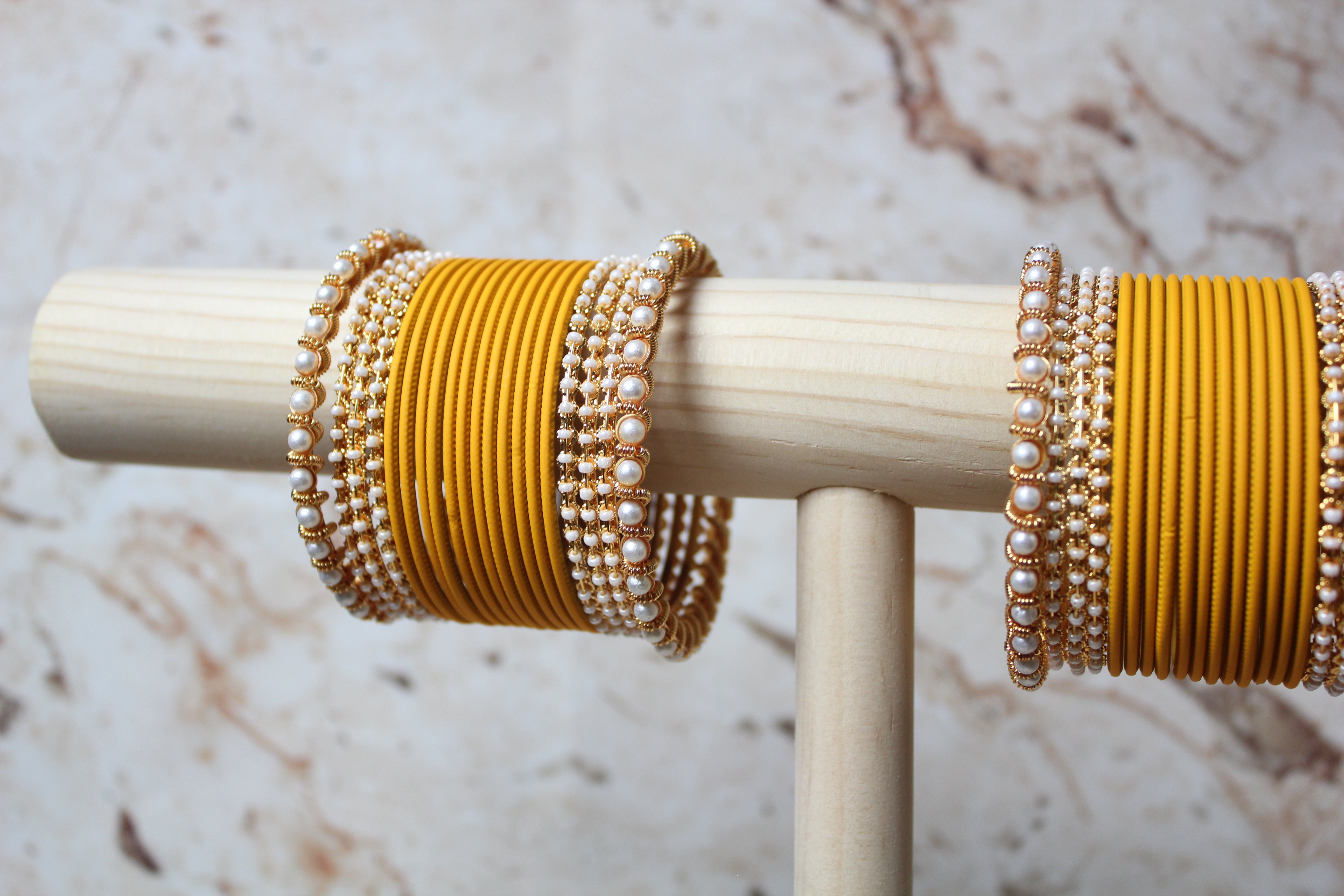 Coloured Bangle Set in Yellow