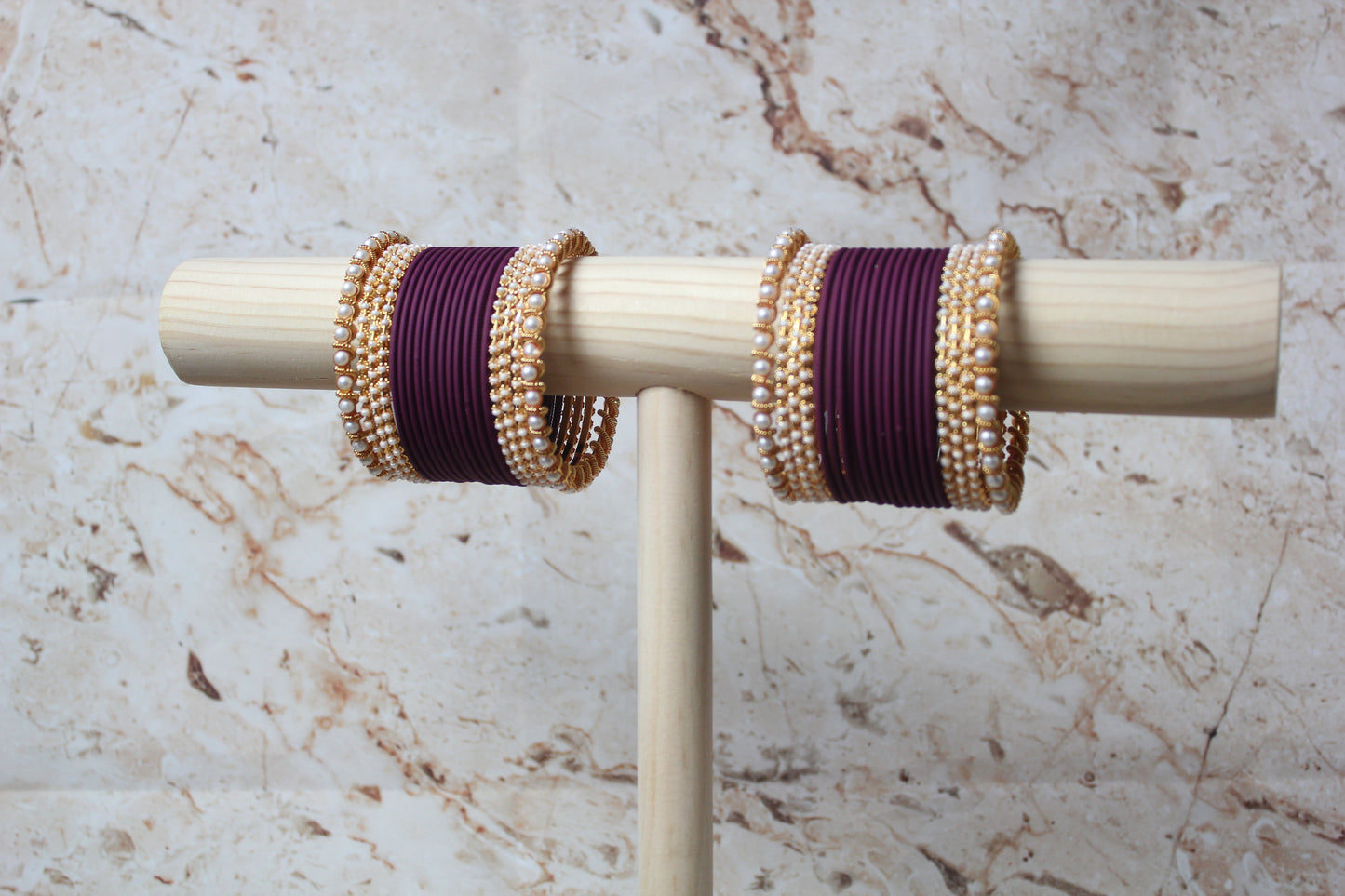 Coloured Bangle Set in Purple