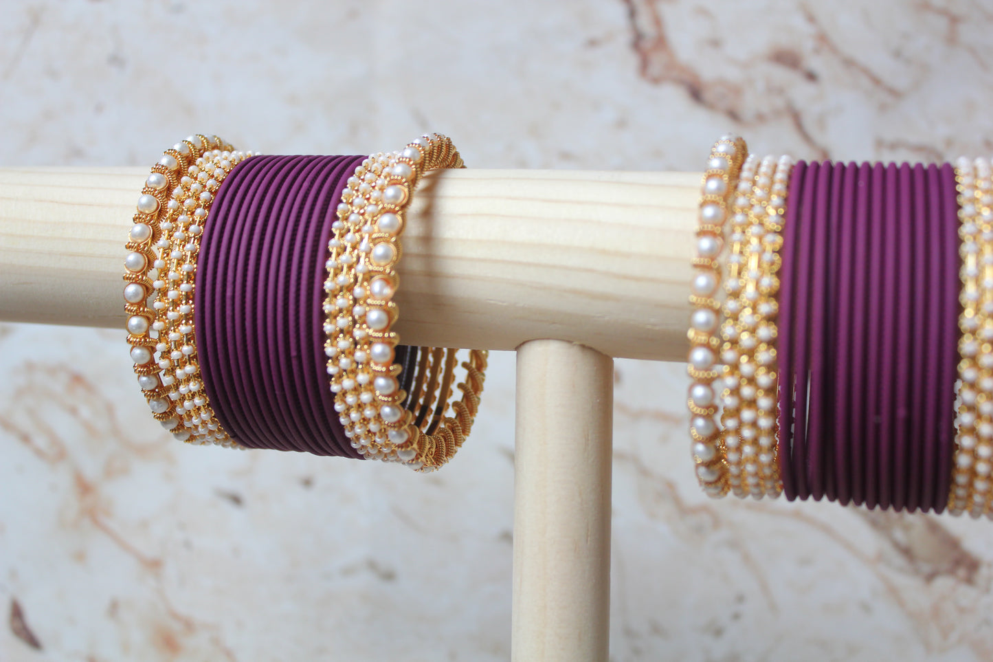 Coloured Bangle Set in Purple